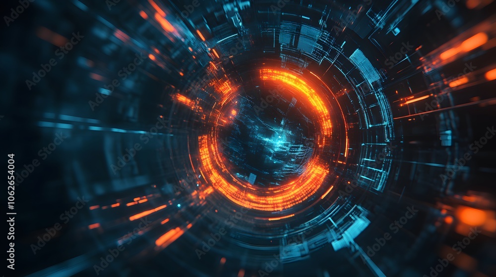 Futuristic abstract technology background with glowing orange and blue patterns. Futuristic abstract technology background with glowing orange and blue patterns.