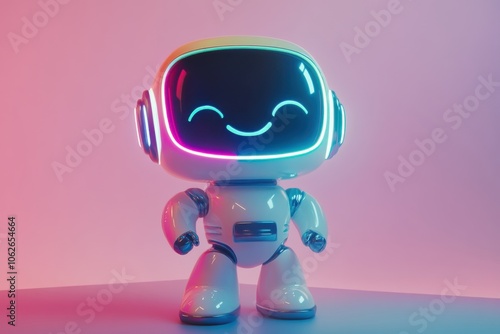 Colorful Robot with Bright Neon Lights