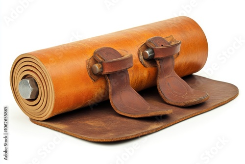 Leather Roll with Straps and Base for Storage photo