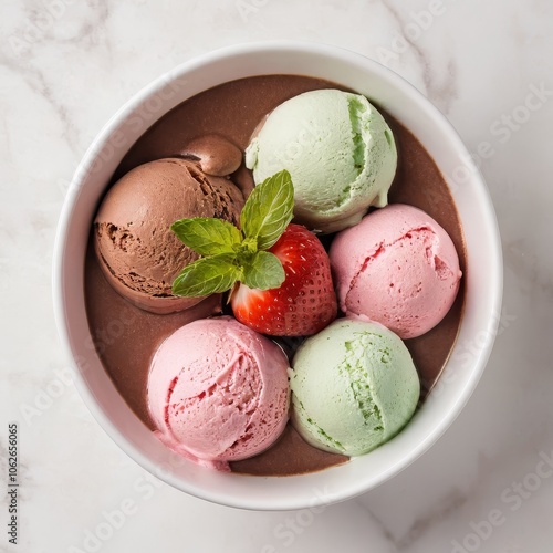 ice cream in bowl delicious sweet isolated dessert food tasty