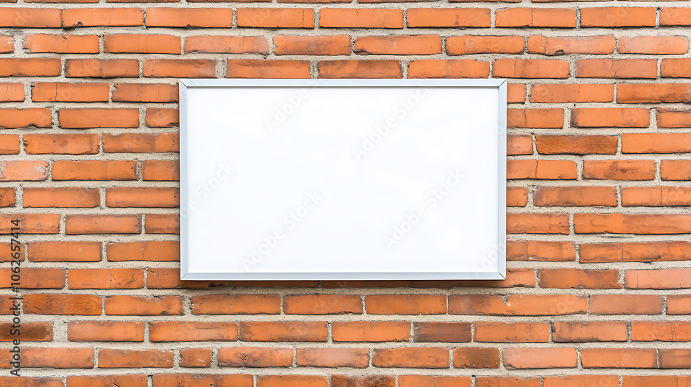 custom made wallpaper toronto digitalblank metal wall sign mockup is displayed against red brick background, providing versatile space for customization and creativity. This setup is ideal for showcasing designs or messages