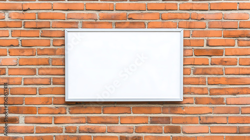 Wallpaper Mural blank metal wall sign mockup is displayed against red brick background, providing versatile space for customization and creativity. This setup is ideal for showcasing designs or messages Torontodigital.ca