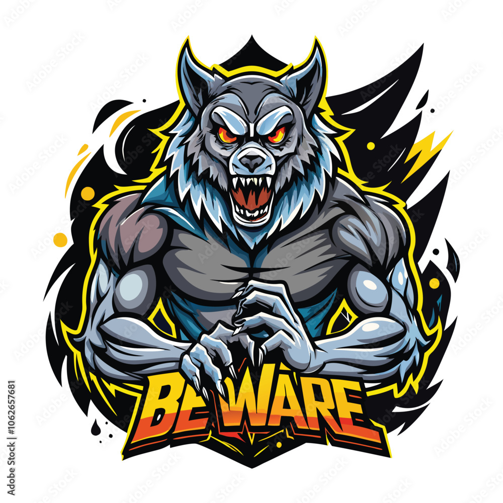 aggressive grey wolf head mascot logo aggressive grey wolf head mascot logo