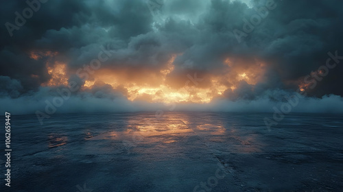 Dark Storm Clouds Above Water Background