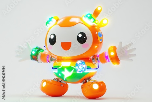 Colorful Cartoon Robot Character with Lights