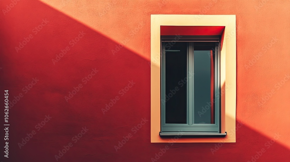 Bold geometric facade with contrasting colors, blank space Bold geometric facade with contrasting colors, blank space