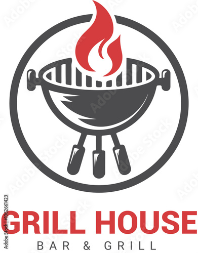 Grill house barbeque logo vector