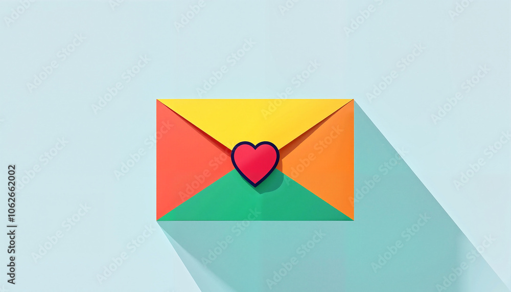Colorful Envelope with Heart Seal on Blue Background** Colorful Envelope with Heart Seal on Blue Background**