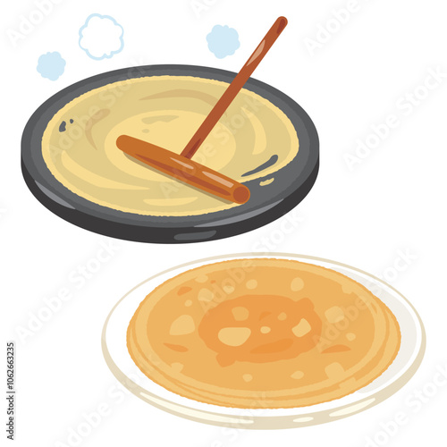 焼かれるクレープ生地