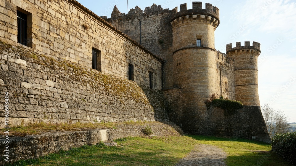 Historical European castle with stonework details Historical European castle with stonework details