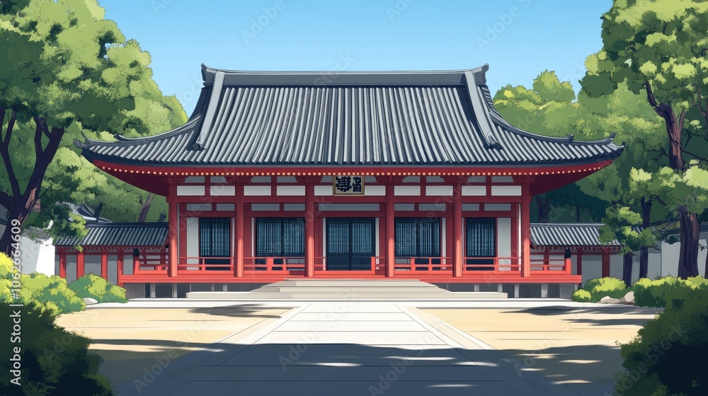 Japanese traditional building with zen elements Japanese traditional building with zen elements