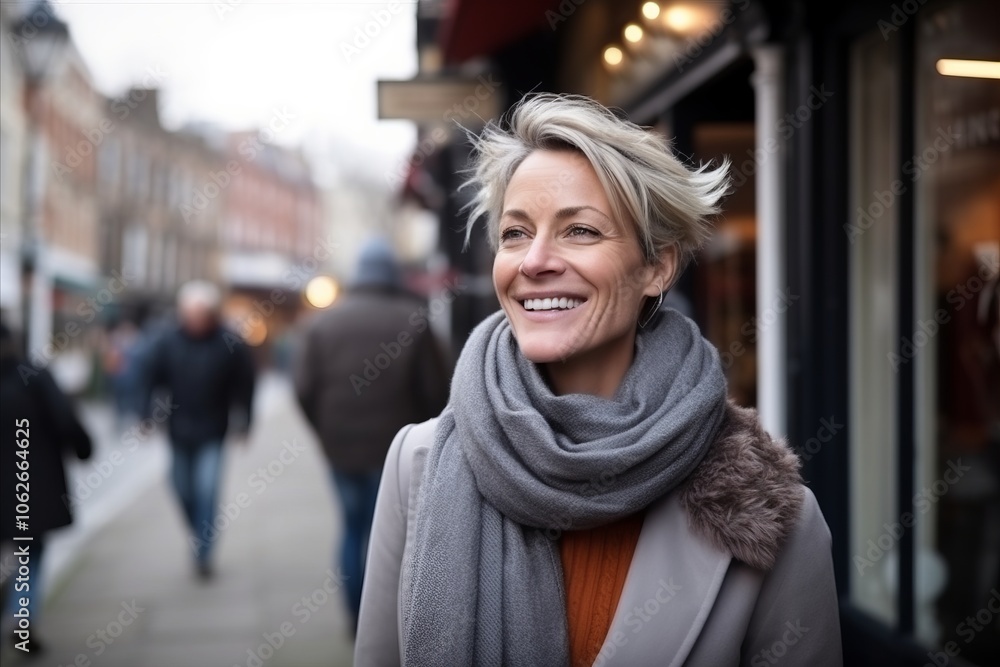 Portrait of a happy senior woman walking on a street in London Portrait of a happy senior woman walking on a street in London