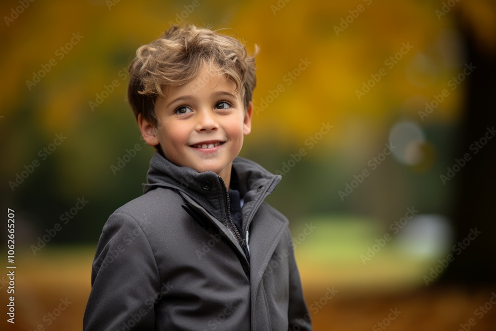 Portrait of a cute little boy in a black coat on a blurred autumn background Portrait of a cute little boy in a black coat on a blurred autumn background