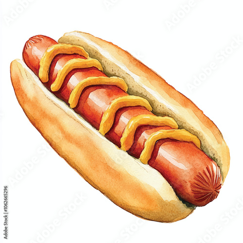 Hotdog watercolor clipart illustration