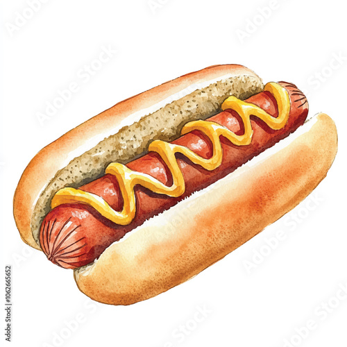 Hotdog watercolor clipart illustration