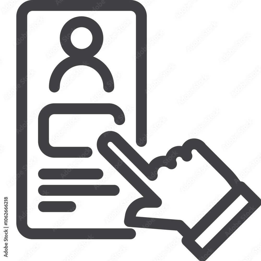 Simple pointing outline icon on white background Simple pointing outline icon on white background