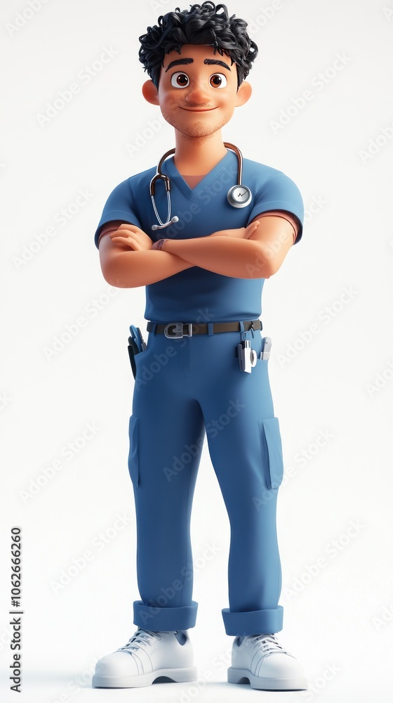 A Smiling Cartoon Male Doctor With Crossed Arms A Smiling Cartoon Male Doctor With Crossed Arms
