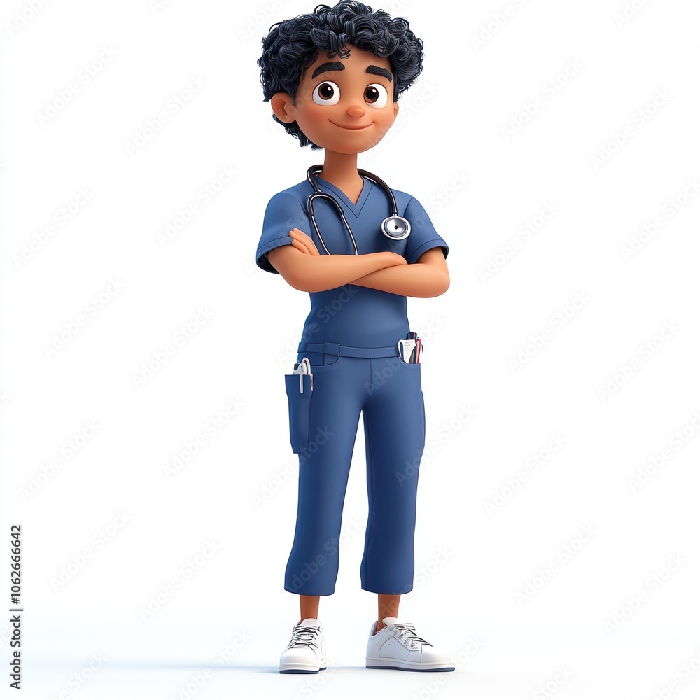 A Cartoon Illustration of a Young Male Doctor A Cartoon Illustration of a Young Male Doctor