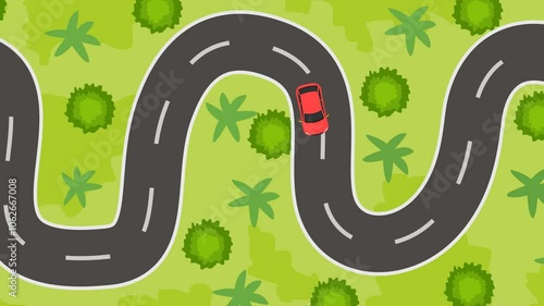 Car moving on road animation from top view