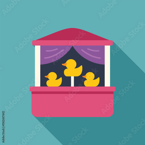 Carnival shooting game with rubber ducks waiting to be shot down