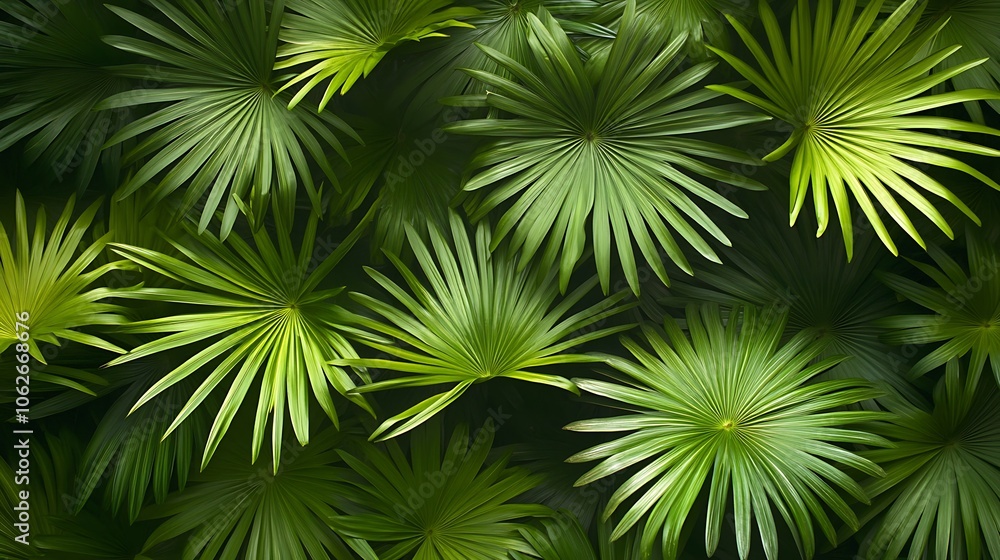 A seamless pattern of tropical palm leaves in various green tones, intricate details in each leaf, lush and dense effect, soft light with delicate shadows, capturing the essence of a rainforest floor. A seamless pattern of tropical palm leaves in various green tones, intricate details in each leaf, lush and dense effect, soft light with delicate shadows, capturing the essence of a rainforest floor.