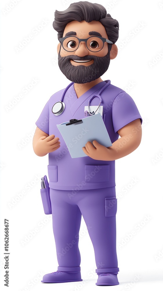 A Cartoon Doctor with a Clipboard and Stethoscope A Cartoon Doctor with a Clipboard and Stethoscope