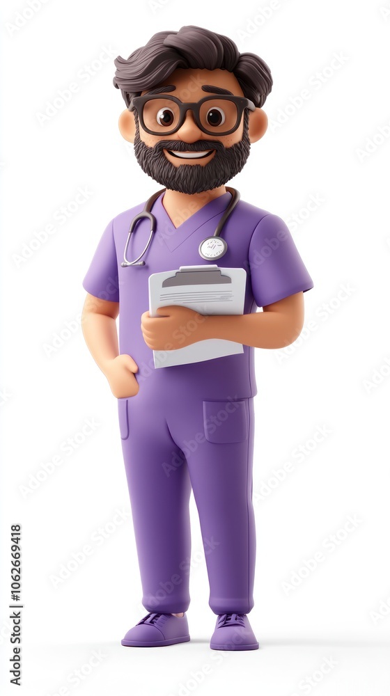 Cartoon Male Doctor Holding Clipboard with Stethoscope Cartoon Male Doctor Holding Clipboard with Stethoscope
