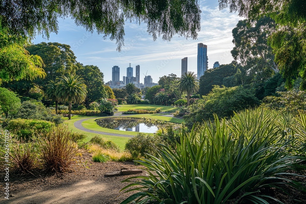 Fototapeta premium Scenic view of the Royal Botanical Gardens in Melbourne, Australia.