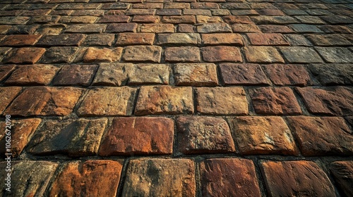 Decorative brickwork on historic European facade, sky photo