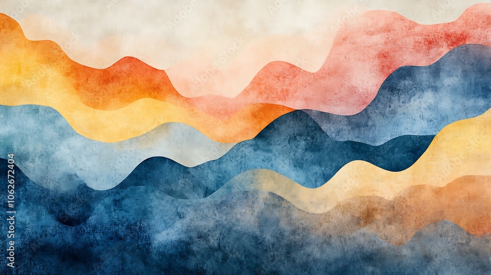An abstract watercolor-inspired seamless carpet design, with gentle color gradients in muted blues, yellows, and coral, soft and organic flow, An abstract watercolor-inspired seamless carpet design, with gentle color gradients in muted blues, yellows, and coral, soft and organic flow,
