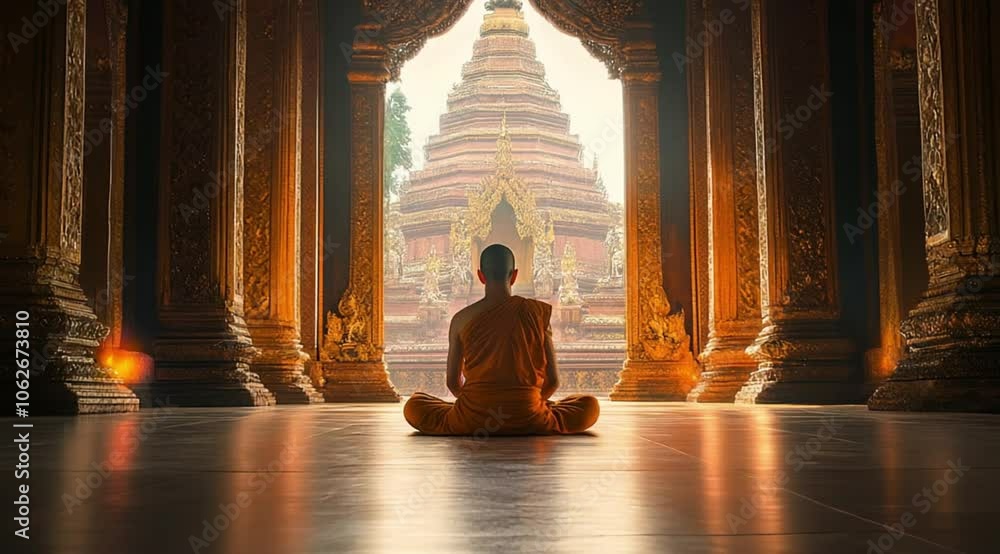 Thai Buddha meditation scene, Camera slow motion with different angles Thai Buddha meditation scene, Camera slow motion with different angles