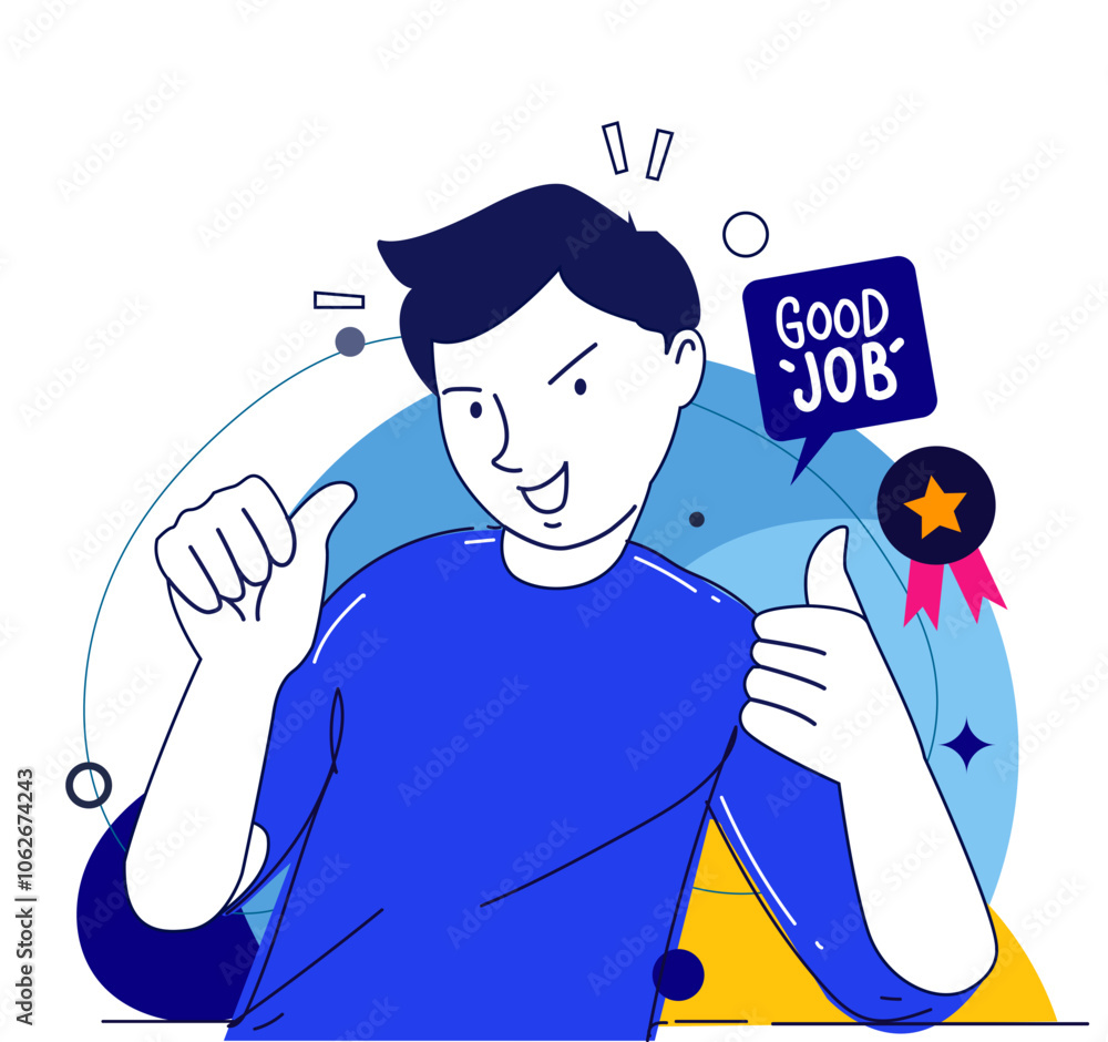 Business goal celebrating. Celebrating success and victory. Concept of win, achievement and luck. Winners rejoicing their triumph. Modern flat design illustration