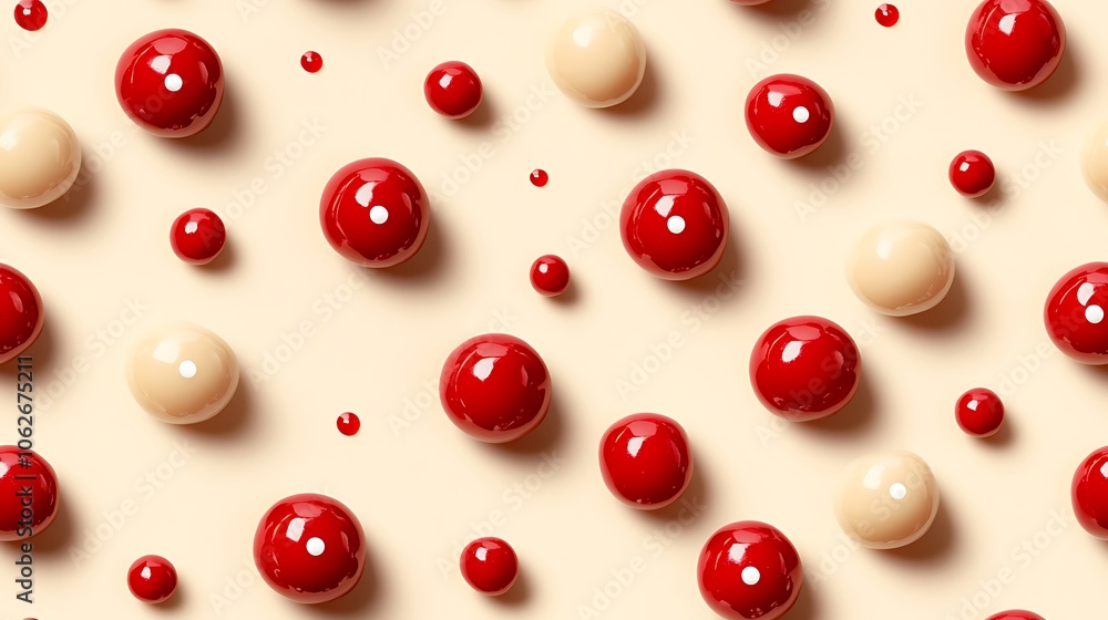 Minimalist holiday pattern with peppermint dots on cream, muted red and white with soft gradient edges, carefully spaced for an elegant look. Subtle shadows, hd quality, warm lighting. Minimalist holiday pattern with peppermint dots on cream, muted red and white with soft gradient edges, carefully spaced for an elegant look. Subtle shadows, hd quality, warm lighting.