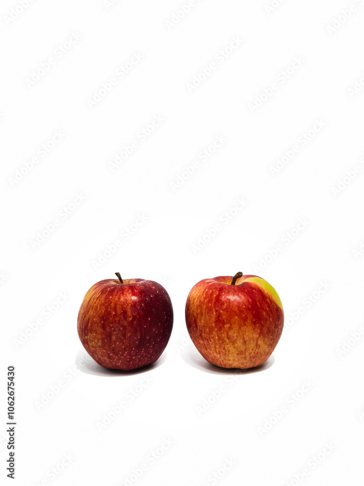 Close up of fresh apple on isolated white background