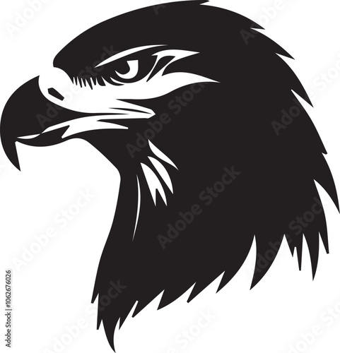 Bold Black and White Eagle Head Silhouette,eagle head silhouette, eagle clipart