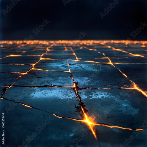 Glowing Ruins of a Football Field photo