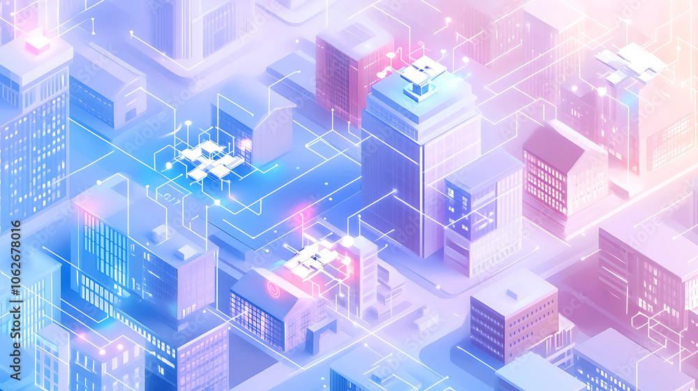 Vector 3d isometric city with buildings, skyscrapers and high-rise buildings Vector 3d isometric city with buildings, skyscrapers and high-rise buildings