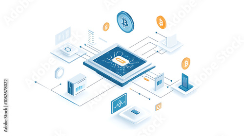 Wallpaper Mural Cryptocurrency mining isometric concept. Cryptocurrency and blockchain technology. Torontodigital.ca