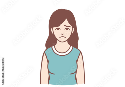 A woman is depressed and hopeless and wants to cry. Hand drawn style vector design illustrations.

