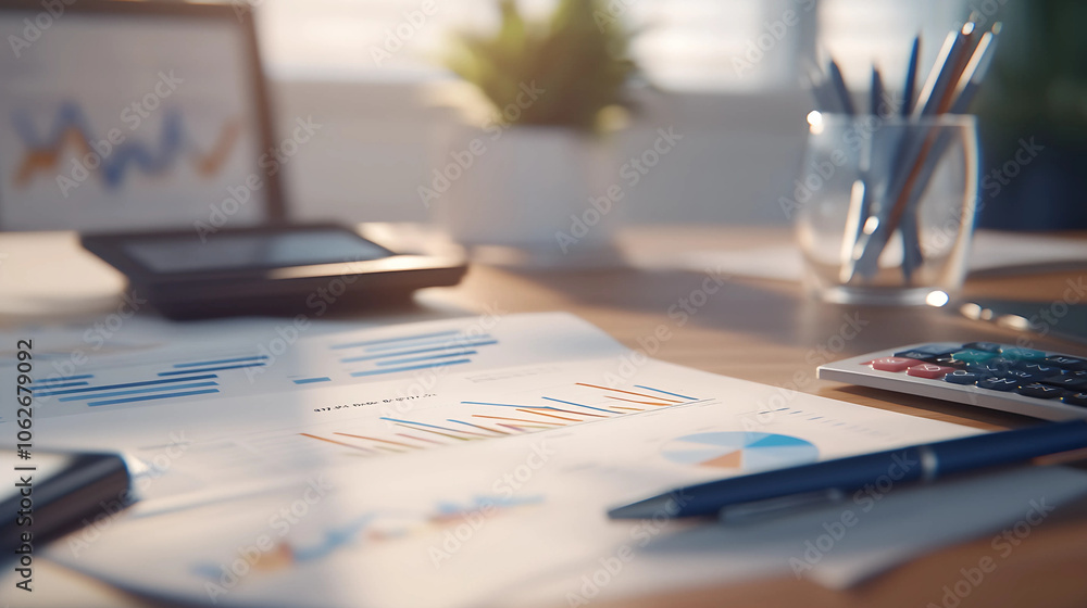 Close up of business charts and graphs on office table. Accounting concept Close up of business charts and graphs on office table. Accounting concept