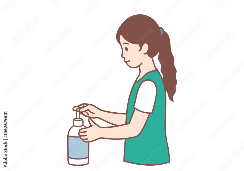 A girl is washing her hands with soap and gel to clean her hands. Hand drawn style vector design illustrations.
A girl is washing her hands with soap and gel to clean her hands. Hand drawn style vector design illustrations.