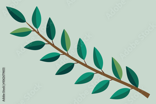 Branch with green leaves