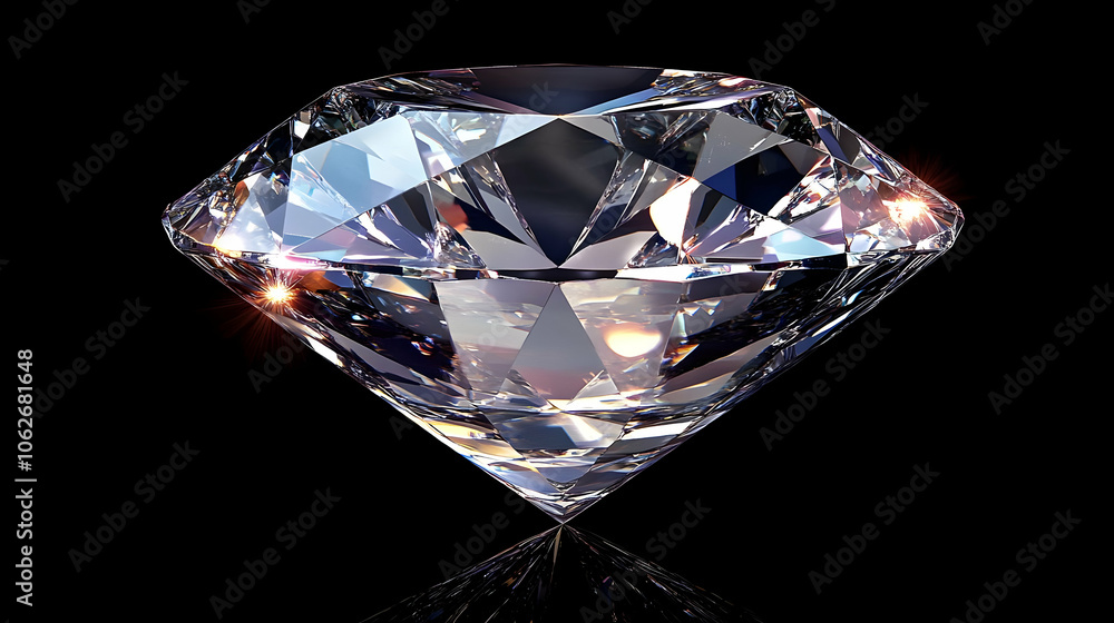 A sparkling diamond with sharp facets, reflecting a spectrum of light on a dark background, showcasing clarity and elegance A sparkling diamond with sharp facets, reflecting a spectrum of light on a dark background, showcasing clarity and elegance
