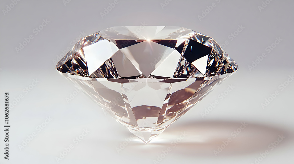 A flawless diamond on a smooth white background, highlighting its intricate facets and pure brilliance A flawless diamond on a smooth white background, highlighting its intricate facets and pure brilliance