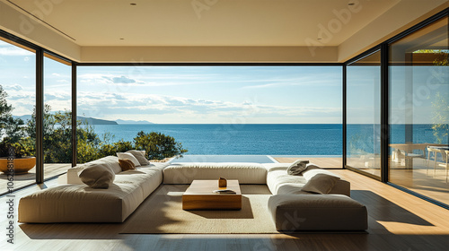 sea view luxury hotel room background