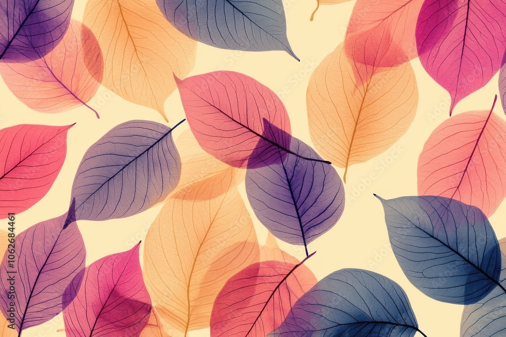Naklejka premium Colorful Transparent Leaves on Beige Background