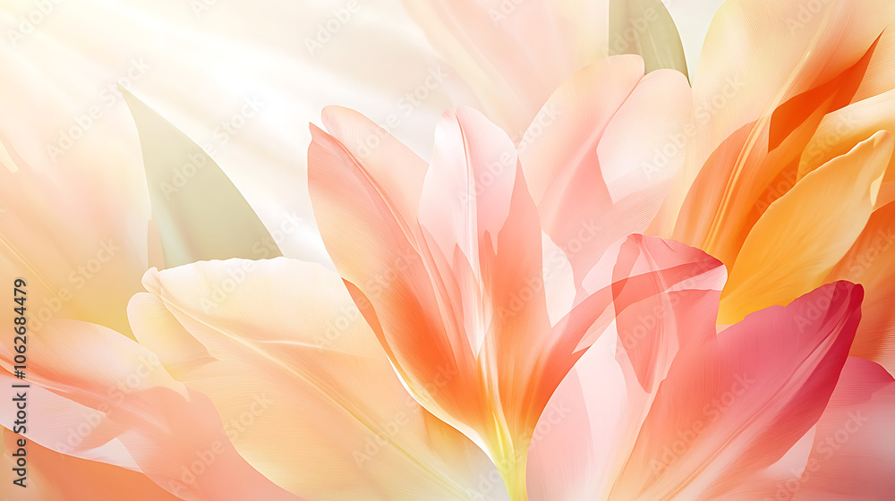 Soft tulip petals in sunlight, creating warm and inviting atmosphere Soft tulip petals in sunlight, creating warm and inviting atmosphere