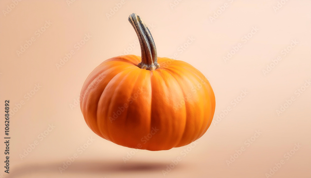 pumpkin floating or flying isolated on biege background pumpkin floating or flying isolated on biege background