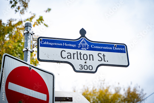 Carlton Street sign in Cabbagetown Toronto. photo