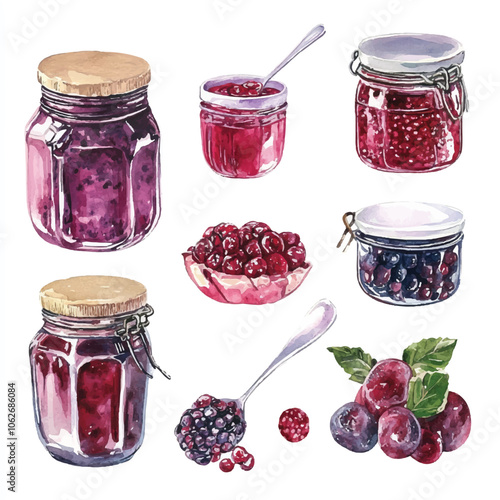 Jam food watercolor clipart illustration